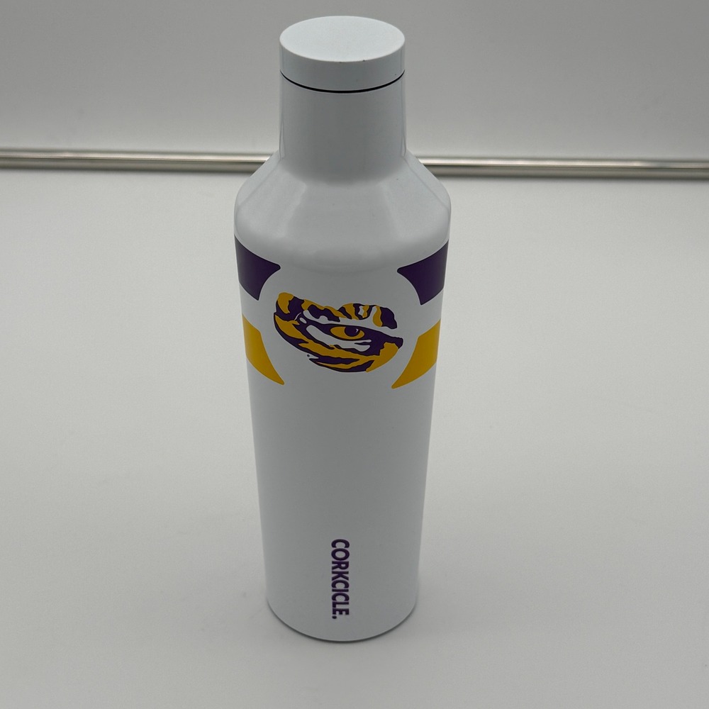 Corkcicle LSU Tigers Canteen 16oz Insulated Stainless Steel Water Bottle White